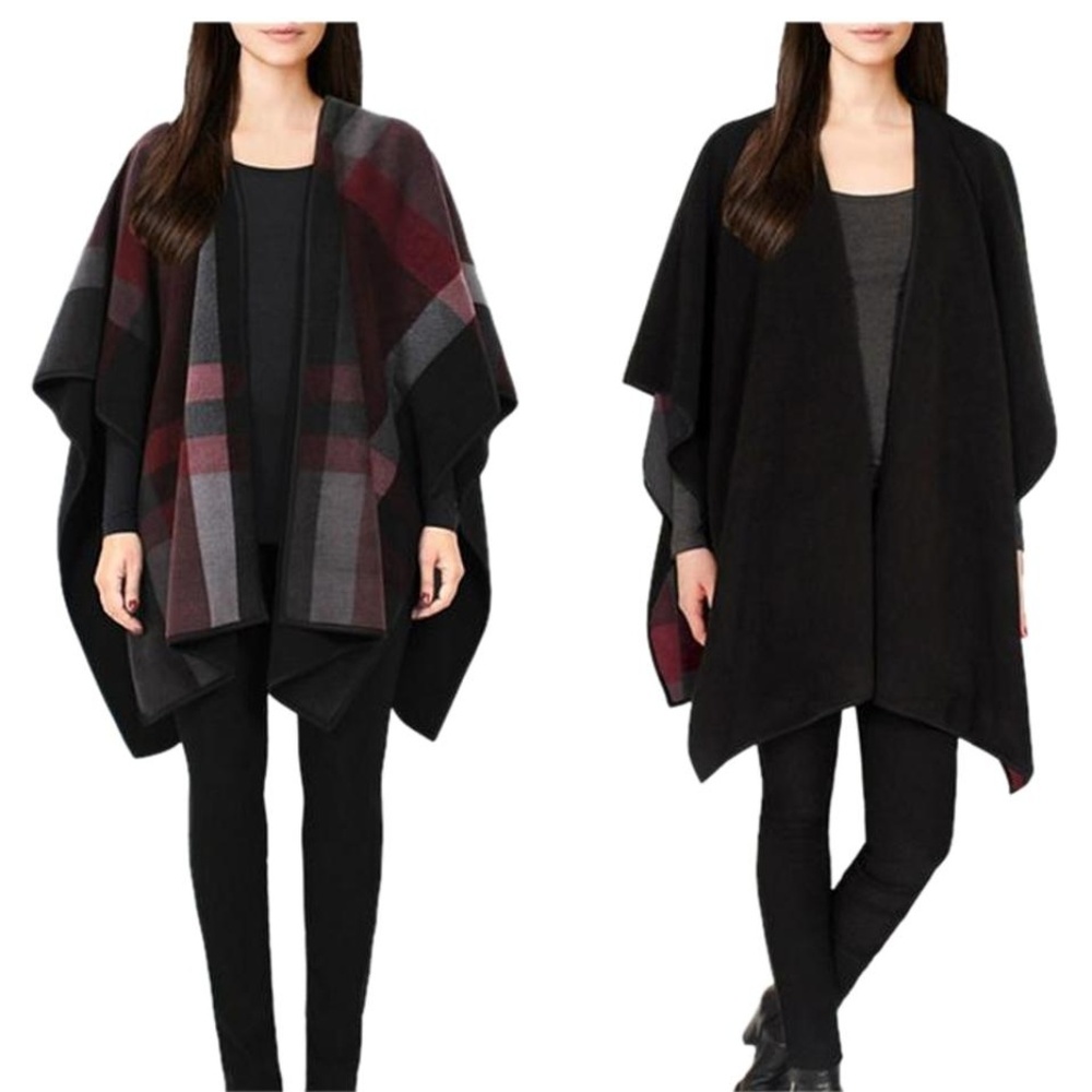 Ike Behar Reversible Super Soft Fleece Cape Wrap